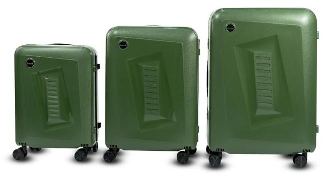 20 inch 24 inch 28 inch carry on suitcase 3 piece traveling luggage sets fashion style rolling trolley bag (Green) - Image 1