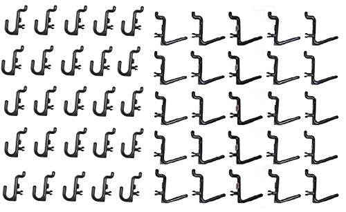 JSP Manufacturing Plastic Locking J Hook L Hook Pegboard Kit Garage Tool Craft Jewelry Storage Pegboard Organizer 50 Black - Image 1