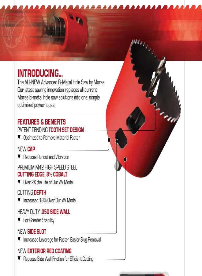MK Morse Morse MHS22 Bi-Metal Hole Saw, 1-3/8" Diameter, 1 Piece - Image 2