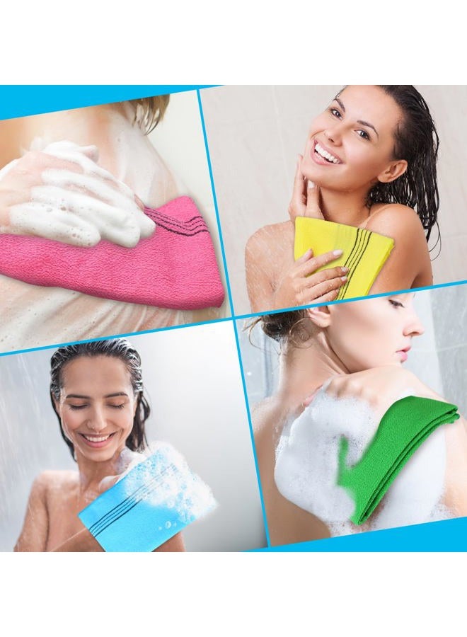 Tatuo 4 قطع قماش استحمام مقشر للجسم وكيل الظهر قماش مقشر كوري ياباني إيطالي للرجال والنساء بطول 35.5 بوصة منشفة استحمام قماش لغسل الجلد الميت (متعدد الألوان) - Image 5