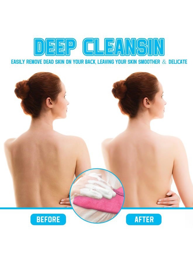 Tatuo 4 قطع قماش استحمام مقشر للجسم وكيل الظهر قماش مقشر كوري ياباني إيطالي للرجال والنساء بطول 35.5 بوصة منشفة استحمام قماش لغسل الجلد الميت (متعدد الألوان) - Image 3