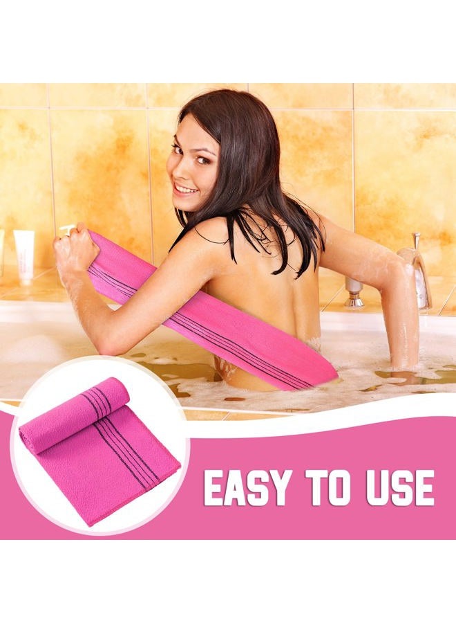 Tatuo 4 قطع قماش استحمام مقشر للجسم وكيل الظهر قماش مقشر كوري ياباني إيطالي للرجال والنساء بطول 35.5 بوصة منشفة استحمام قماش لغسل الجلد الميت (متعدد الألوان) - Image 4