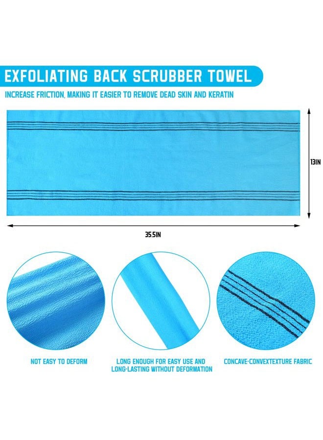 Tatuo 4 قطع قماش استحمام مقشر للجسم وكيل الظهر قماش مقشر كوري ياباني إيطالي للرجال والنساء بطول 35.5 بوصة منشفة استحمام قماش لغسل الجلد الميت (متعدد الألوان) - Image 2