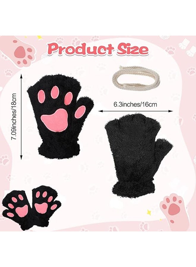 Cat Paws Gloves Fingerless, Bear Furry Paw Cute Hand, Winter Soft Warm Fingerless, Cosplay Faux Fur Plush Glove, Kawaii Glove for Women Girls - Image 2