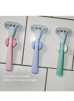 FLAMINGO Flamingo Razors for Women, 1 Women's Razor Handle Rose), 4 Razor Five-Blade Refills, and 1 Shower Holder  - Image 5