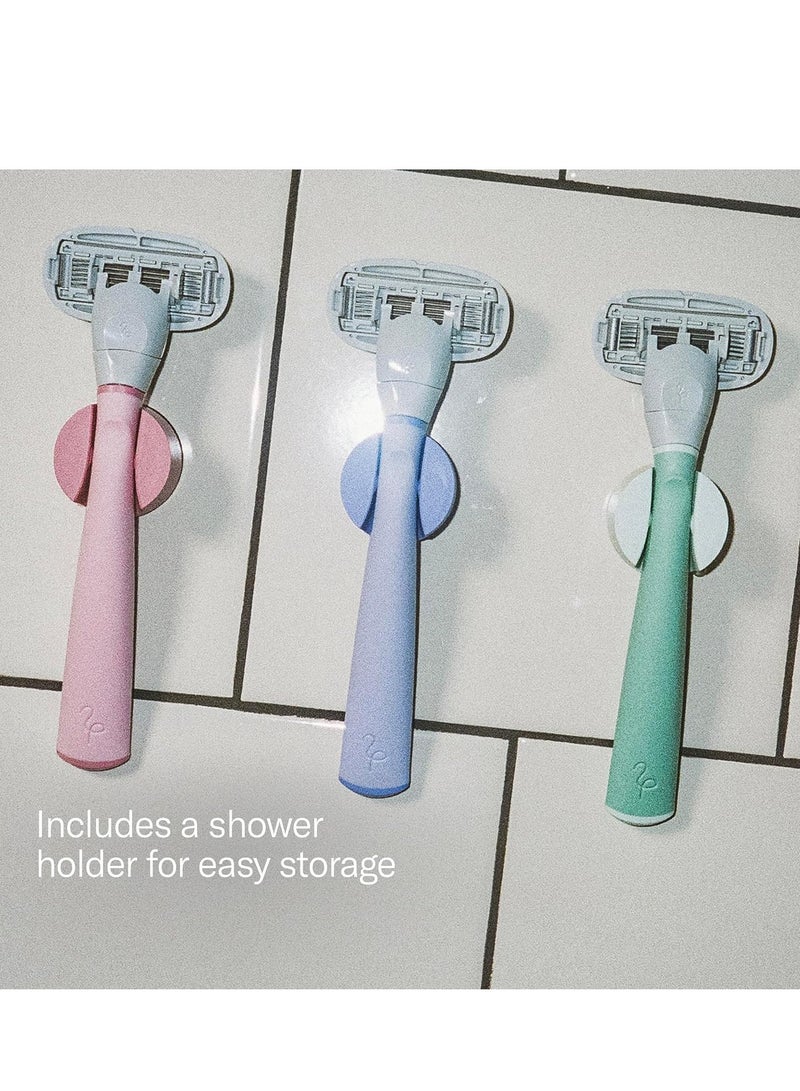 Flamingo Razors for Women, 1 Women's Razor Handle Rose), 4 Razor Five-Blade Refills, and 1 Shower Holder - Image 5