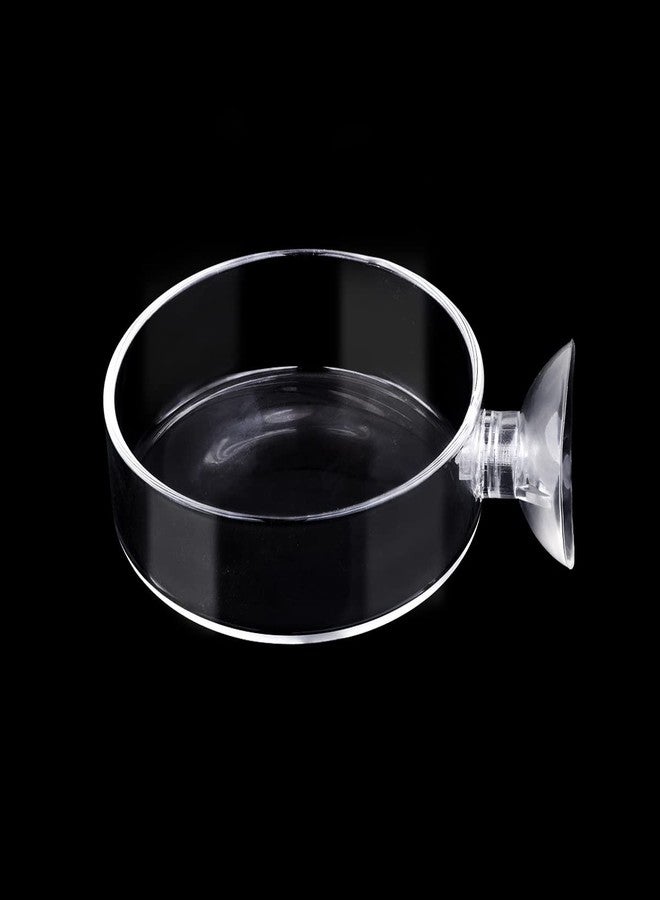 Dannisly Aquarium Glass Feeder Shrimp Feeding Dish Round Clear Fish Tank Food Tray Container Prevent Food Spilling with Suction Cup, 60mm - Image 1