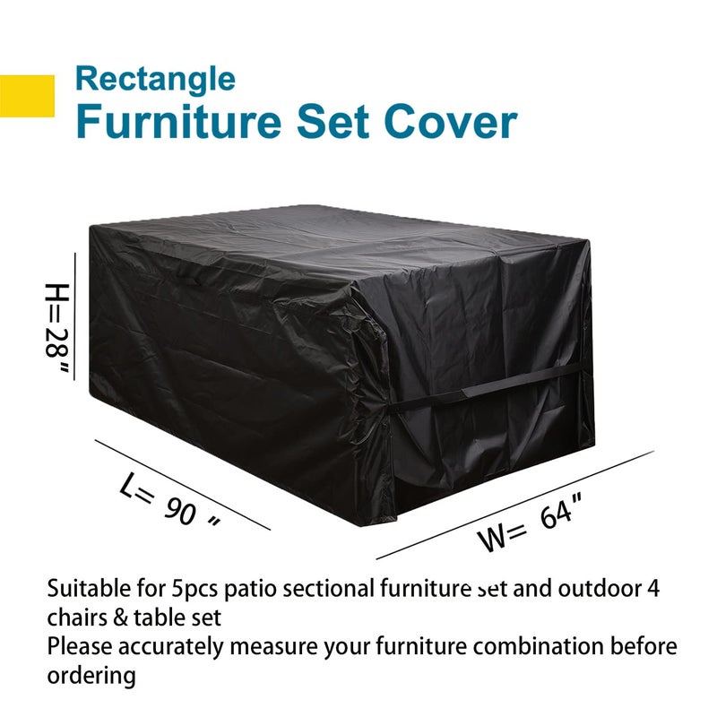 CKCLUU Patio Conversation Set Cover Patio Furniture Set Cover Outdoor Sectional Sofa Set Covers Waterproof Dining Table Chair Set Cover Heavy Duty 90 inch L x 64 inch W x 28 inch H - Image 3