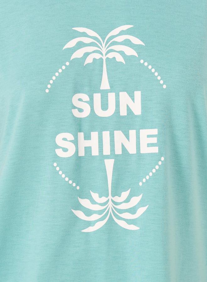 Styli Palm Graphic Print Dropped Shoulder T-Shirt and Straight Pyjama Set  - Image 4
