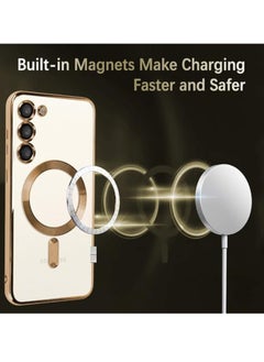 MIGOFAST Galaxy S24 Magnetic Case Compatible with MagSafe  Luxury Plating Design Galaxy S24 Case with Camera Lens Protector Soft TPU Bumper for Samsung Galaxy S24 Gold  - Image 2