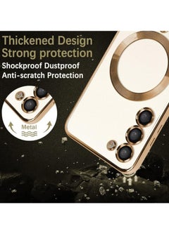 MIGOFAST Galaxy S24 Magnetic Case Compatible with MagSafe  Luxury Plating Design Galaxy S24 Case with Camera Lens Protector Soft TPU Bumper for Samsung Galaxy S24 Gold  - Image 3