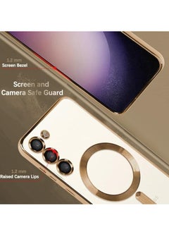 MIGOFAST Galaxy S24 Magnetic Case Compatible with MagSafe  Luxury Plating Design Galaxy S24 Case with Camera Lens Protector Soft TPU Bumper for Samsung Galaxy S24 Gold  - Image 4