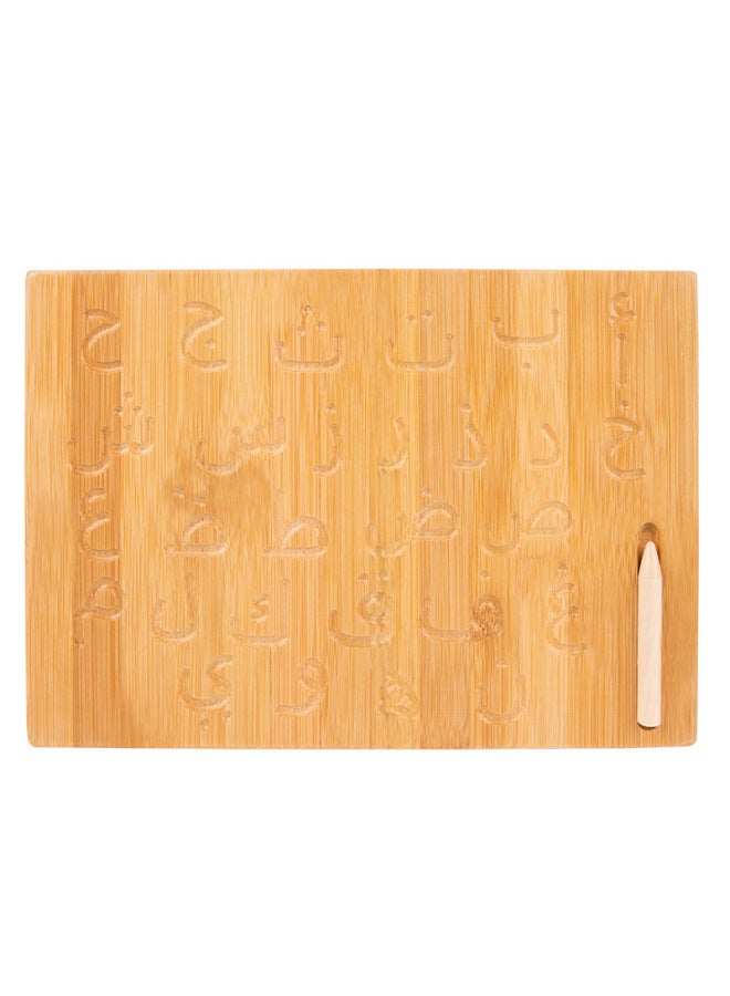 Price Wooden Concave-convex Groove Practice Board Early Education Montessori Digital Letter Geometry Beech Blind Writing Board-Color:TC-Bamboo (Arabic Blind Writing Board) - Image 1