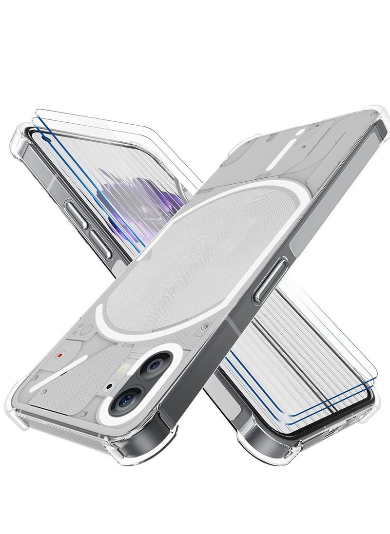 general Nothing Phone 1 Case with 2 Pack Tempered Glass Screen Protector, Crystal Clear TPU Silicone Case with Airbag Corners, Drop Protection Cover For Nothing Phone 1 - Image 1