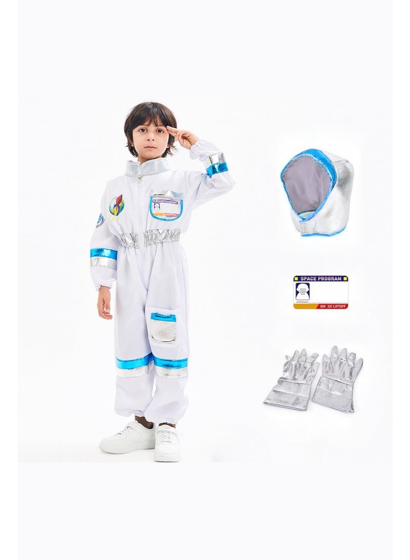 TAPIT Astronaut Costume for Kids, Kids Space Jumpsuit with Cap, Gloves and Card, Boys Girls Astronaut Pretend Dress Up Outfit Cosplay for Halloween Birthday Party - Image 1