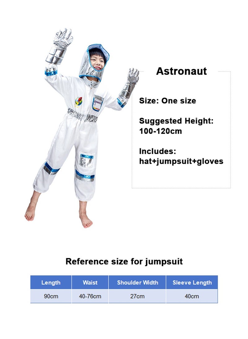 TAPIT Astronaut Costume for Kids, Kids Space Jumpsuit with Cap, Gloves and Card, Boys Girls Astronaut Pretend Dress Up Outfit Cosplay for Halloween Birthday Party - Image 2