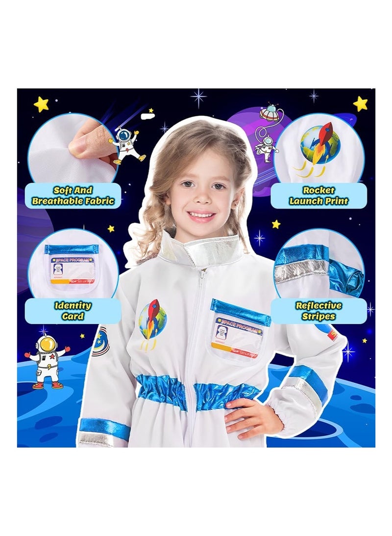 TAPIT Astronaut Costume for Kids, Kids Space Jumpsuit with Cap, Gloves and Card, Boys Girls Astronaut Pretend Dress Up Outfit Cosplay for Halloween Birthday Party - Image 4