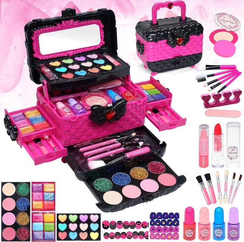 HERAPFANN Kids Makeup Kit Toys for Girls - Child Real Makeup Toys for Girls, Washable Make Up for Little Girls, Non ToxicToddlers Pretend Cosmetic Kits,Age 4-12 Year Old Children Gift - Image 1