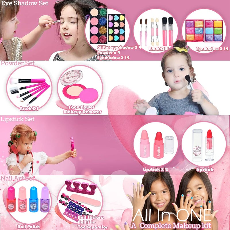 HERAPFANN Kids Makeup Kit Toys for Girls - Child Real Makeup Toys for Girls, Washable Make Up for Little Girls, Non ToxicToddlers Pretend Cosmetic Kits,Age 4-12 Year Old Children Gift - Image 3