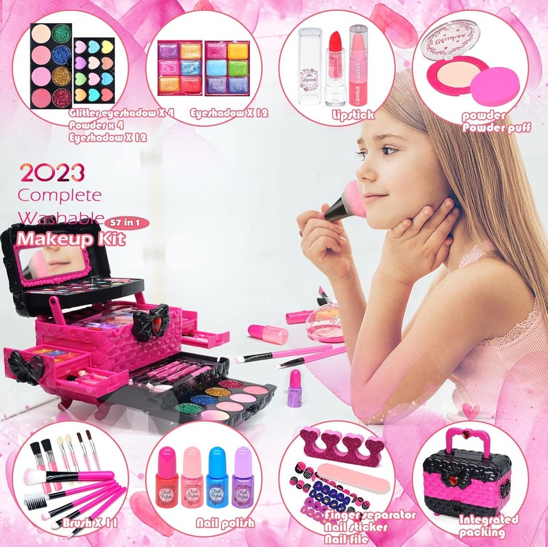 HERAPFANN Kids Makeup Kit Toys for Girls - Child Real Makeup Toys for Girls, Washable Make Up for Little Girls, Non ToxicToddlers Pretend Cosmetic Kits,Age 4-12 Year Old Children Gift - Image 2