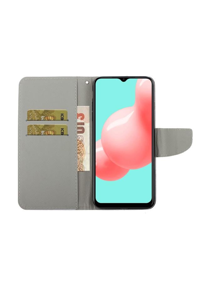 اس-توب جراب لهاتف Samsung Galaxy A22 4G بنمط رسم ملون من الجلد القابل للطي - Image 5