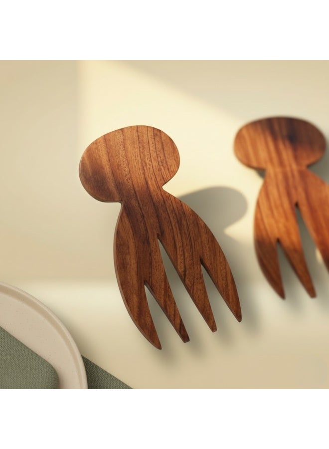 كذا هوم طقم أدوات تقديم سلطة خشبية فاخر (قطعتان) – تصميم عصري يدوي للتقديم والسلطات والمكرونة - Image 3