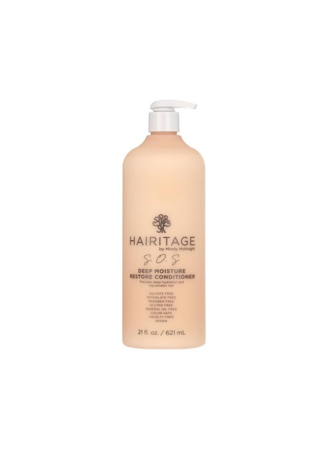 Hairitage Hairitage Deep Moisture & Restore Deep Conditioner with Safflower Oil for Dry, Thick Hair - Hydrating - for Coily + Curly + Wavy Hair Types - Vegan for Women + Men, 21 fl. oz.  - Image 1