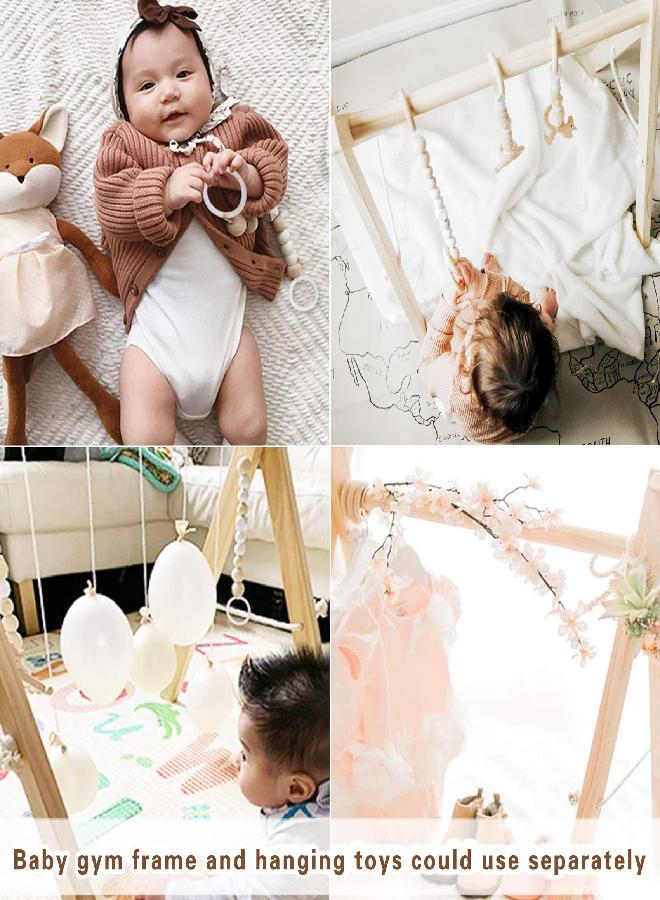 funny supply Wooden Baby Gym with 6 Gym Toys Foldable Baby Play Gym Frame Activity Center Hanging Bar Newborn Gift - Image 4
