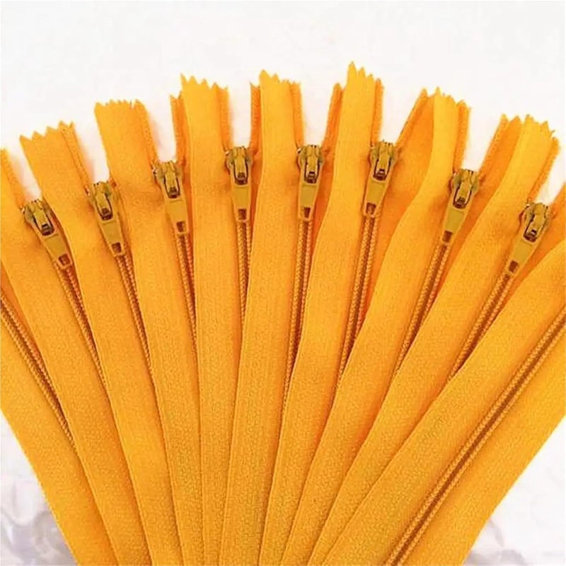 Zipper 10pcs (4/6/7/8/10/12/14/16/20/22/24 Inch) Mix Nylon Zipper Tailor Sewer(Golden,40CM_10PCS) - Image 1