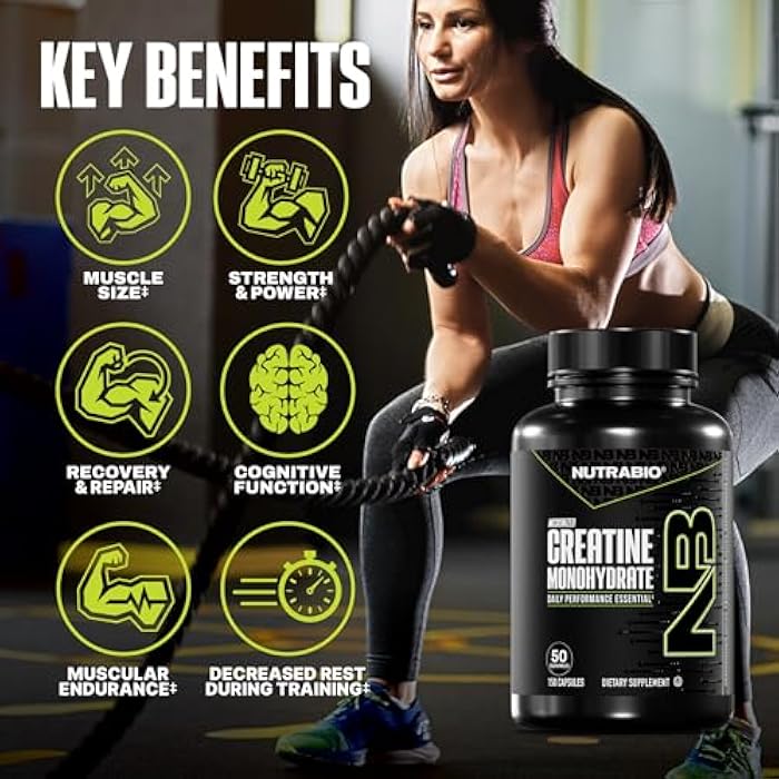 NutraBio Pure Micronized Creatine Monohydrate Capsules, Creatine Pills, Supports Bulk Muscle Energy, Recovery, and Strength - Keto Friendly, Kosher, Creatine Nutritional Supplement for Men and Women - Image 3