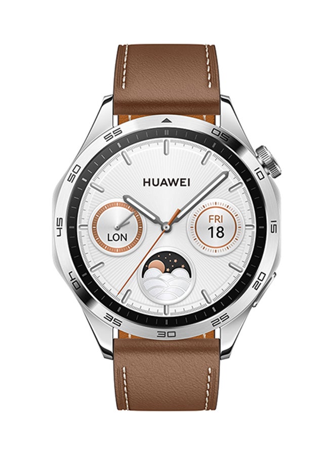 HUAWEI Watch GT4 46mm Smartwatch, Upto 2-Weeks Battery Life, Dual-Band Five-System GNSS Positioning, Pulse Wave Arrhythmia Analysis, 24/7 Health Monitoring, Compatible With Andriod And iOS Brown - Image 1