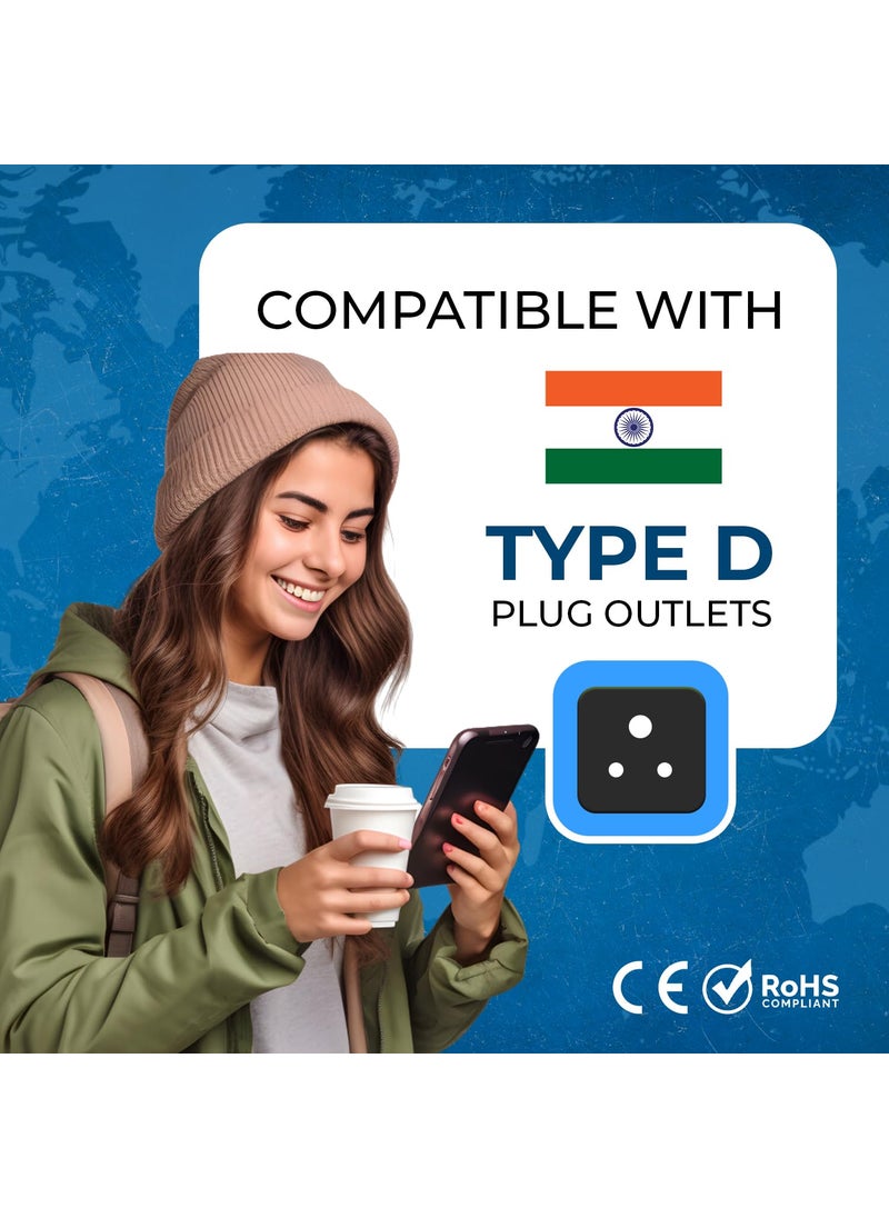OREI OREI US Adapter Converter for India USA UK China More Australia to India Plug Converter Type D Plug Adapter 2 in 1 CE RoHS Black 2 Pack  - Image 5