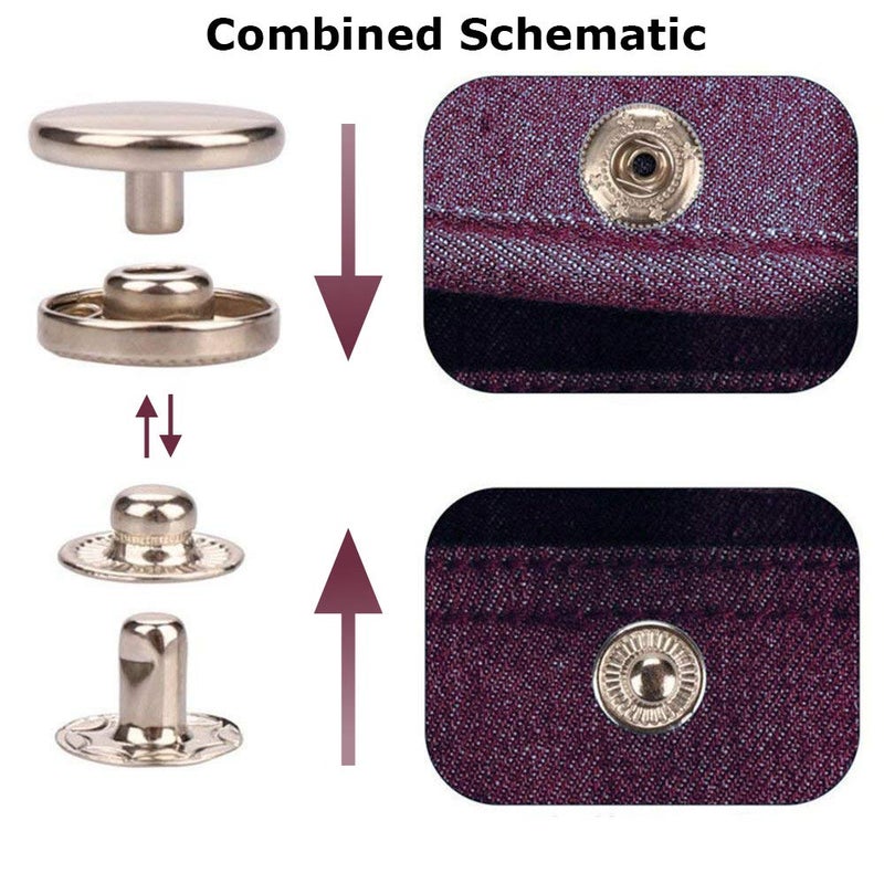 MSDADA 132pcs Snap Fasteners Kit, Sewing Leather Metal Snaps Buttons Set Rust Proof Press Studs with 6Pcs Fixing Tools for Clothing Craft Repairs Halloween Decoration - Image 4