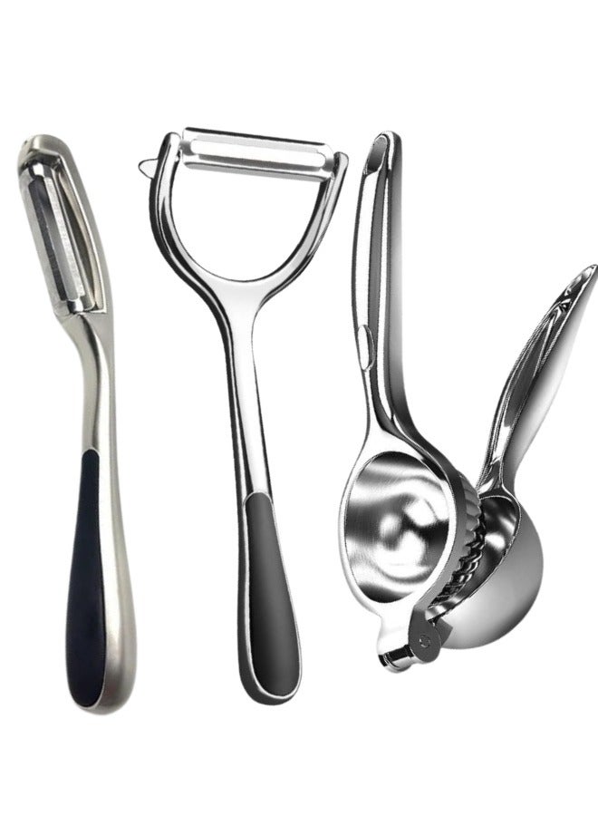 عبوة من 3 قطع من أدوات المطبخ عصارة الليمون ومبشرة بطاطس ذات شكلين مختلفين - Image 1