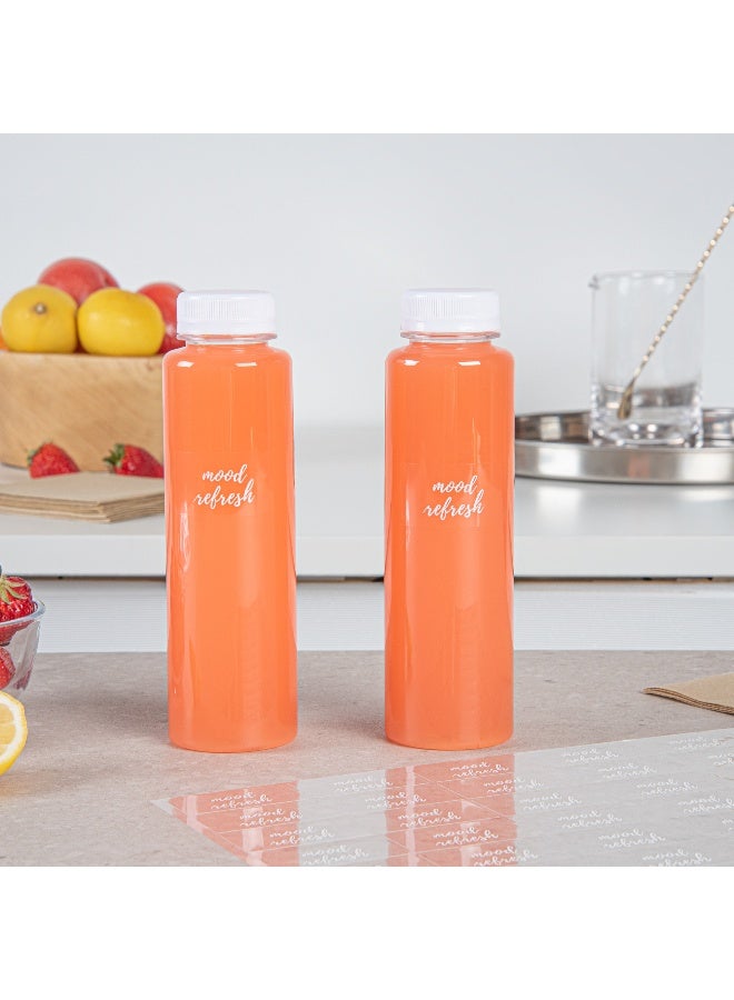 Restaurantware 1.9 x 1 Inch Mood Refresh Juice Bottle Labels, 100 Self-Adhesive Labels For Bottles - Resists Condensation, For Drink Pouches, Clear With White Font Plastic Water-Resistant Labels - Image 3