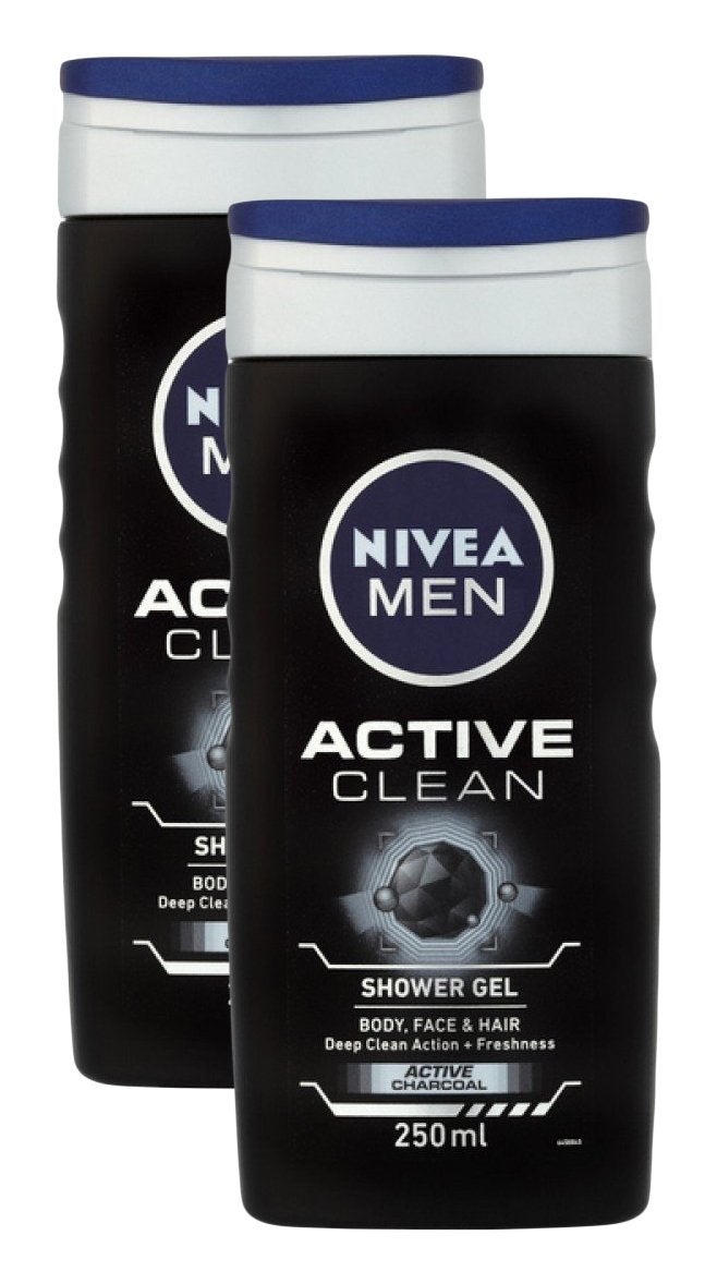 Nivea Spar Combo - Men Shower Gel Active Clean, 250Ml (Pack Of 2) Promo Pack