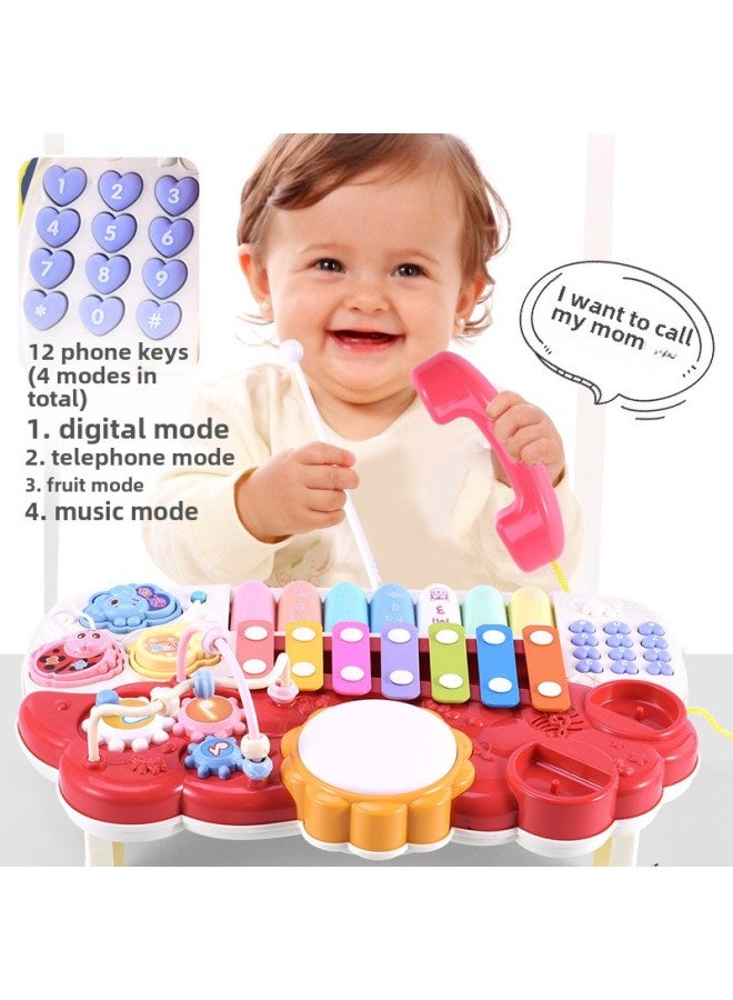 Baby Children's Toy Handbeat Drum Phone Handbeat Piano Wrapping Beads Story Machine 3-6 Years Old Baby Boys And Girls Early Education Music-Specifications:Red (battery Version) - Image 3