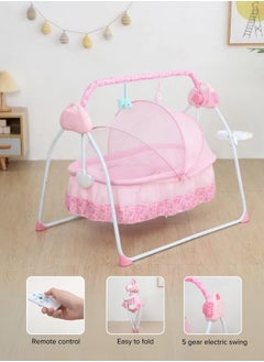 Baby Cradle  Pink – Foldable Design with Adjustable Electric Swing, Bluetooth Music, & Remote Control – Ideal for Newborn Comfort and Convenience – Stylish & Compact - pzsku/Z9AE197E191CD4C6BFC9AZ/45/_/1738927766/ec21783d-f7fa-4304-82b2-80772006e747