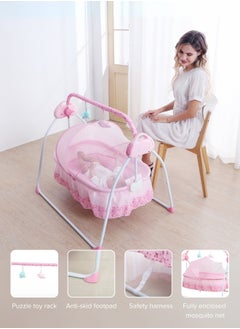 Baby Cradle  Pink – Foldable Design with Adjustable Electric Swing, Bluetooth Music, & Remote Control – Ideal for Newborn Comfort and Convenience – Stylish & Compact - pzsku/Z9AE197E191CD4C6BFC9AZ/45/_/1738927769/4db3eb29-2feb-4a71-94d9-62437ad5a241