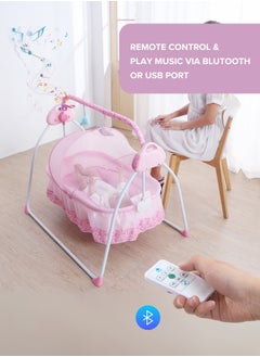 Baby Cradle  Pink – Foldable Design with Adjustable Electric Swing, Bluetooth Music, & Remote Control – Ideal for Newborn Comfort and Convenience – Stylish & Compact - pzsku/Z9AE197E191CD4C6BFC9AZ/45/_/1738927771/eccfa467-0942-455d-882a-3401a554aba3