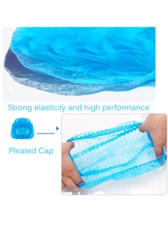 MiMi & BeiBei 100Pcs Bouffant Caps Surgical Head Caps Bouffant Non Woven Cap Dustproof and Disposable Caps Non Woven Shower Caps Disposable Hair Nets Surgical Caps Blue  - Image 4