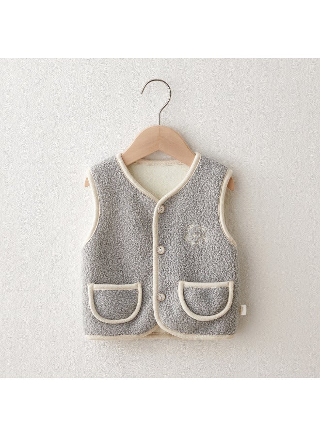 Baby Warm Vest, Autumn And Winter Outerwear For Girls, Thickened And Fleece-lined Cotton Vest For Infants And Toddlers, Boys
