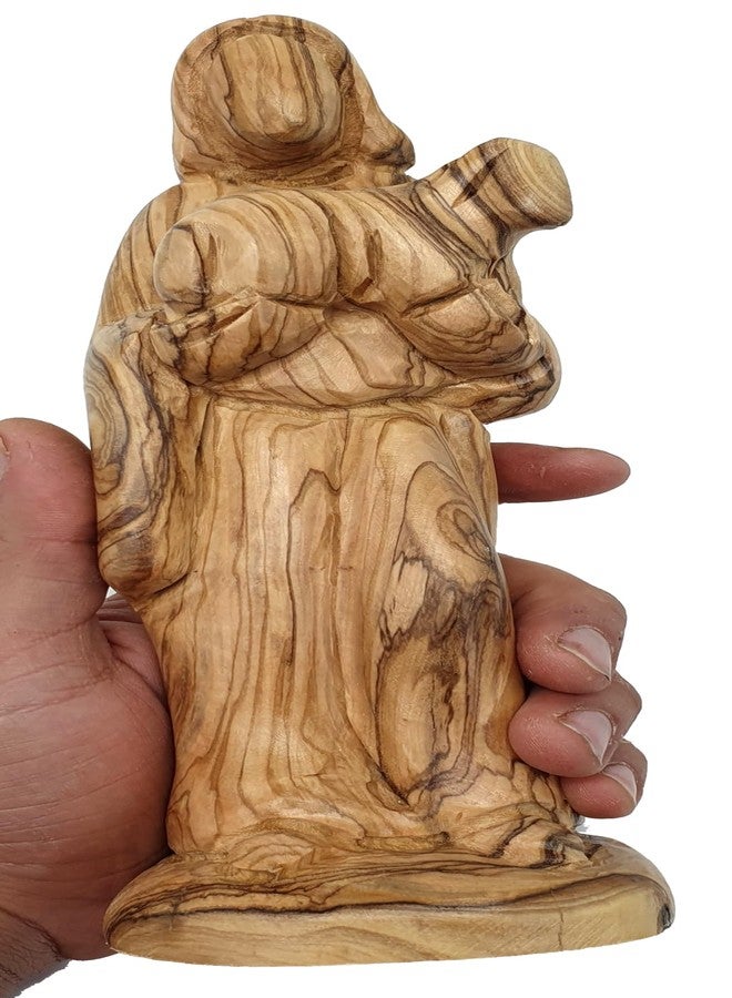 Zuluf Handcrafted Olive Wood Good Shepherd Large Statue - 9.2 Inches | Artisan Handmade Religious Sculpture for Home Décor FIG004 - Image 4