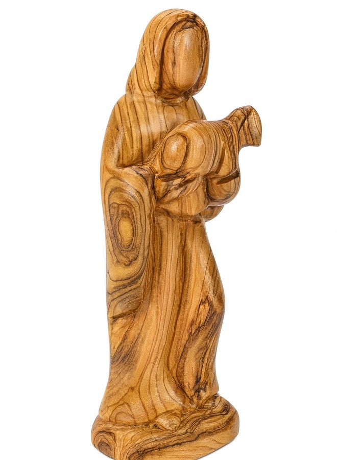 Zuluf Handcrafted Olive Wood Good Shepherd Large Statue - 9.2 Inches | Artisan Handmade Religious Sculpture for Home Décor FIG004 - Image 1