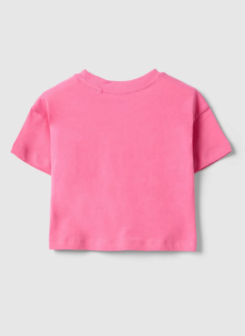 Ovs Ovs Girls' Pink Pure Cotton Boxy Fit T-Shirt With Print