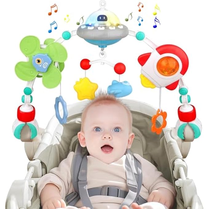 MUSICAL BABY STROLLER ARCH TOYS, TRAVEL CAR SEAT TOYS, BABY PLAY ARCH CRIB ACCESSORY TOYS, MOBILE FOR BASSINET, PRAM ACTIVITY ARCH BAR TOYS FOR BABIES INFANTS - Image 2