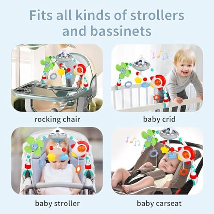 MUSICAL BABY STROLLER ARCH TOYS, TRAVEL CAR SEAT TOYS, BABY PLAY ARCH CRIB ACCESSORY TOYS, MOBILE FOR BASSINET, PRAM ACTIVITY ARCH BAR TOYS FOR BABIES INFANTS - Image 3