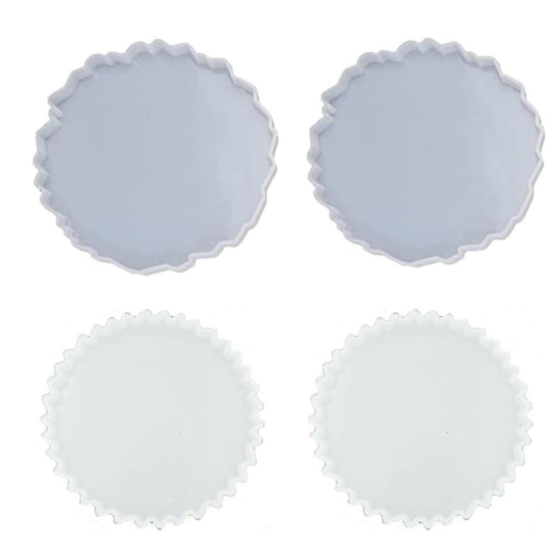 SNOOGG Pack of 4 Inch/ 2 Piece of Agate and 2 Piece of Zigzag Mould Epoxy Resin Casting Moulds for Making and DY for Coaster, Cups Mats, Photo Display, Mantra Frame,Home Decoration and More. - Image 1