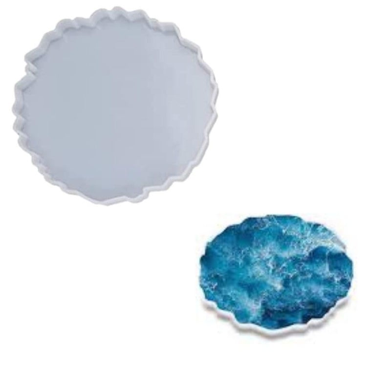 SNOOGG Pack of 4 Inch/ 2 Piece of Agate and 2 Piece of Zigzag Mould Epoxy Resin Casting Moulds for Making and DY for Coaster, Cups Mats, Photo Display, Mantra Frame,Home Decoration and More. - Image 3