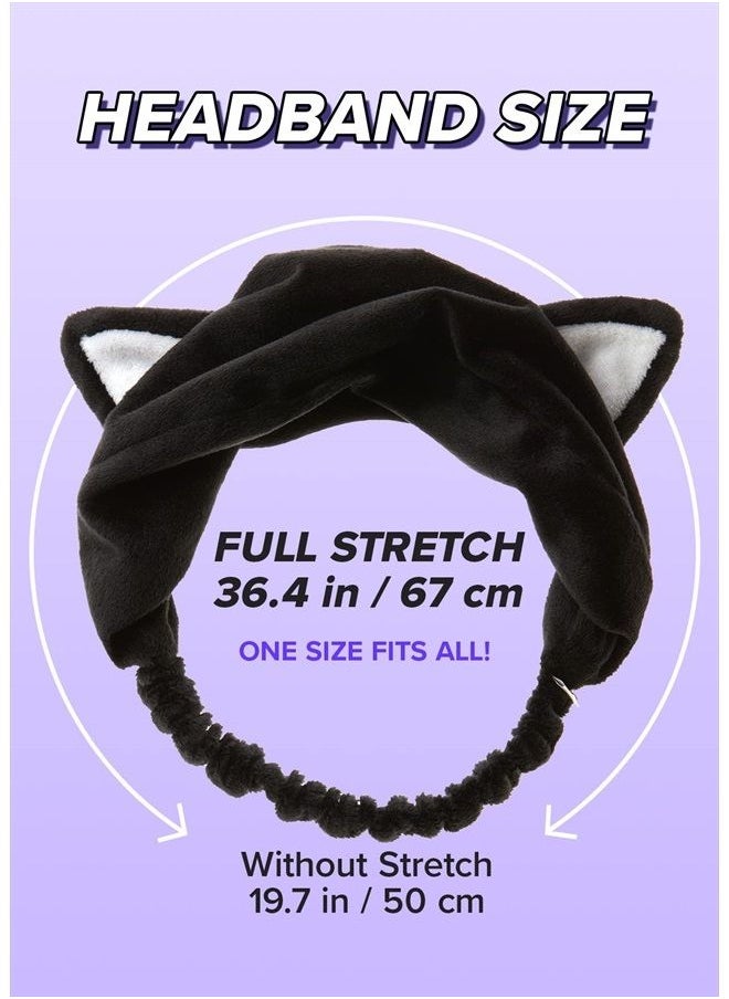 I DEW CARE Face Wash Headband - Black Cat | Spa, Soft, Cute for Makeup, Shower, Teen Girls Stuff, 1 Count  - Image 2